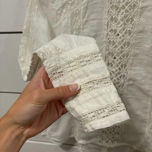 Free People White Lace Long Sleeve Blouse - Image 7
