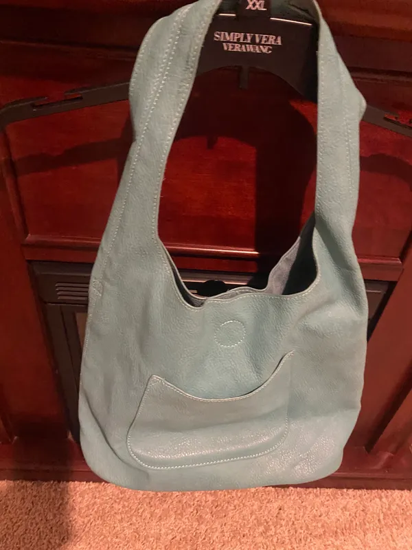 Turquoise Hobo Leather Handbag 15” X 15” - Image 2