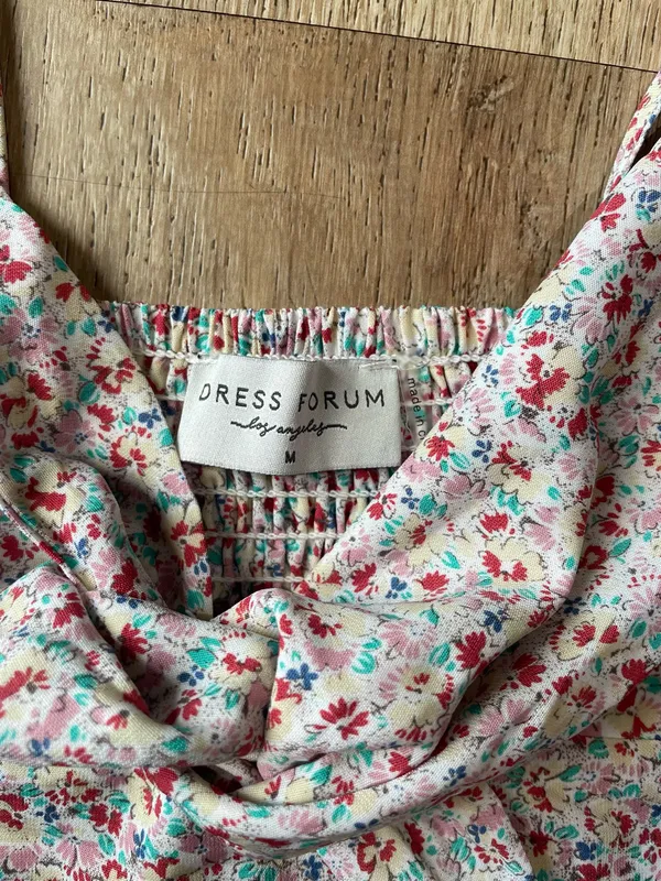 Dress Forum Floral Tie Front Crop Top M Cottagecore Peplum Tank Y2K - Image 3
