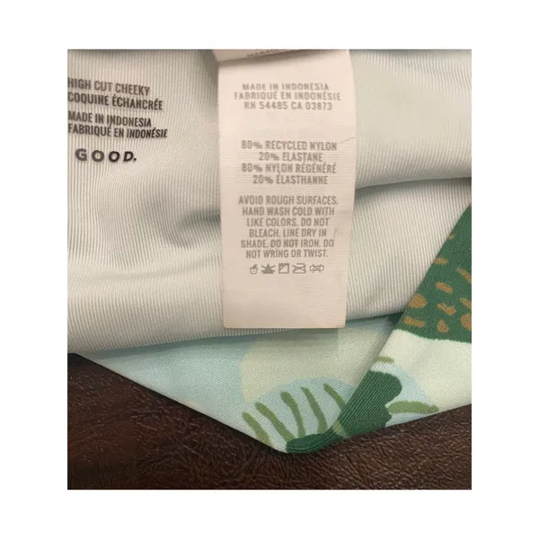 Aerie High Cut Cheeky Blue Green‎ Leaf Bird Bikini Bottom Large Beach Resort - Image 7