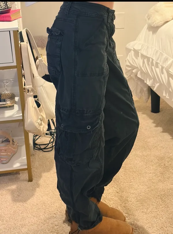 Black Garage Cargo Pants Low-Rise - Image 2