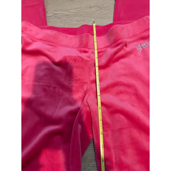 NWT Juicy Couture Hot‎ Pink Velour Rhinestone Logo Track Pants Womens Medium - Image 5