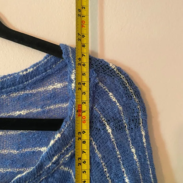 We The Free Blue White Stripe Oversized Sheer Loungewear Long Sleeve size Small - Image 8