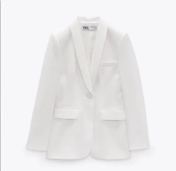 ZARA blazer white waisted tailored tuxado suit jacket - Image 6