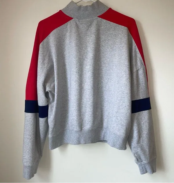 Champion Gray and Red Quarter Zip Sweater - Image 3