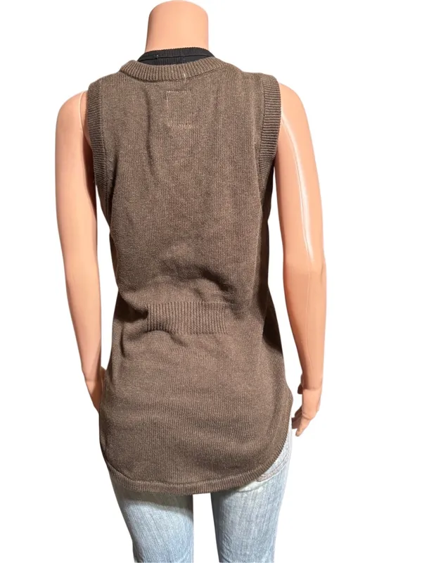 Women's moca sleeveless button up Shirt tail vest M - Image 3