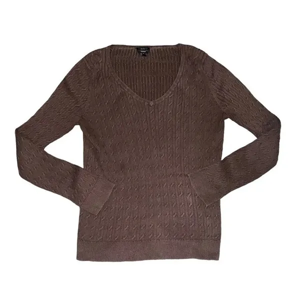 Talbots brown ribbed V‎ neck sweater 14 - Image 4