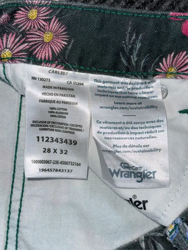 Anthropologie x Wrangler Wanderer High Rise Flare Jeans Floral Sz 28 x 32 Retro - Image 7