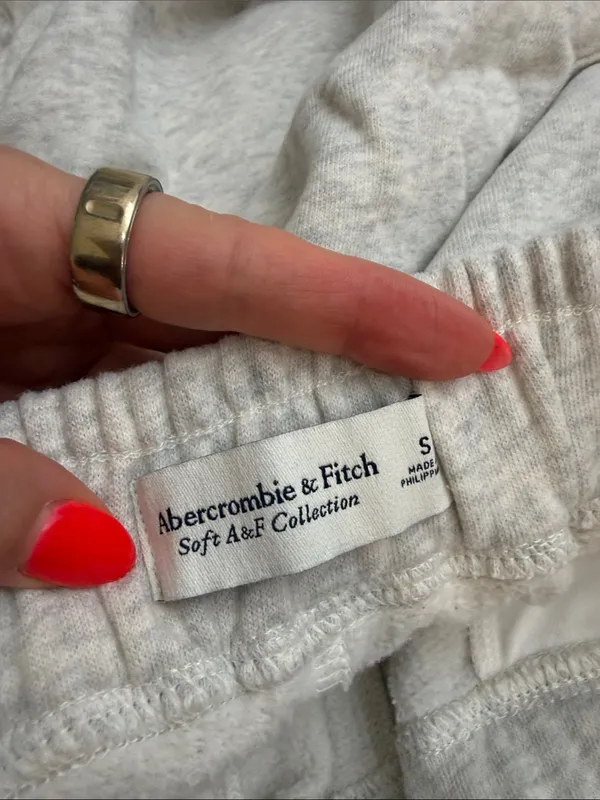 Abercrombie Soft A&F Light Grey Pull On Lounge Jogger Sweatpants Size Small - Image 5