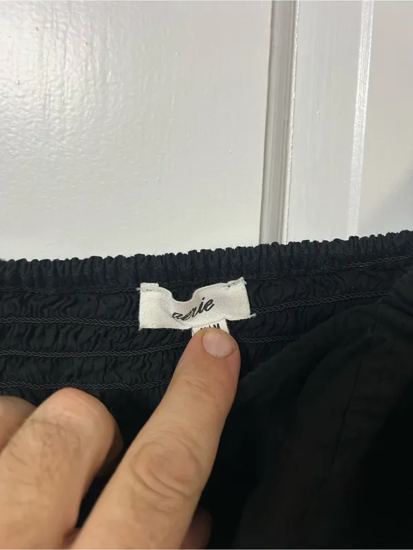 aerie Black Puff Sleeve Square Neck Crop Top - Image 2