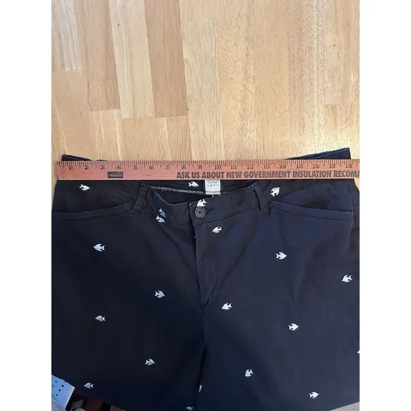 Basic Editions Black Fish Embroidered Bermuda Shorts XL Stretch Coastal Fun - Image 7