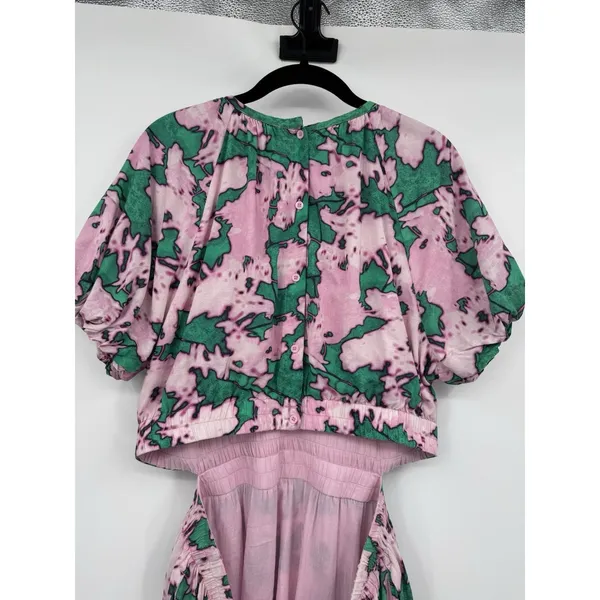Chelsea 28 Womens XL Dress Pink Green Organic Cotton Resort Summer Casual Travel - Image 4