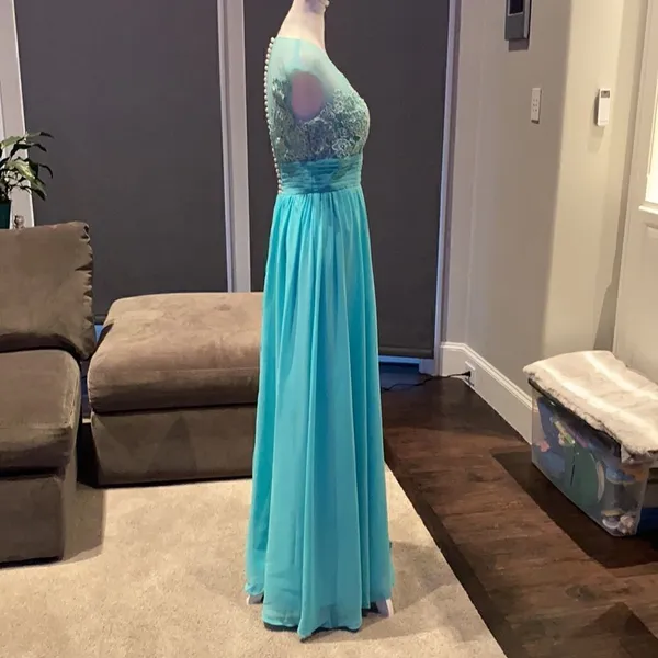Women’s Chiffon Lace Appliqué Dress with Slit Prom Party Wedding NWOT 8 - Image 6
