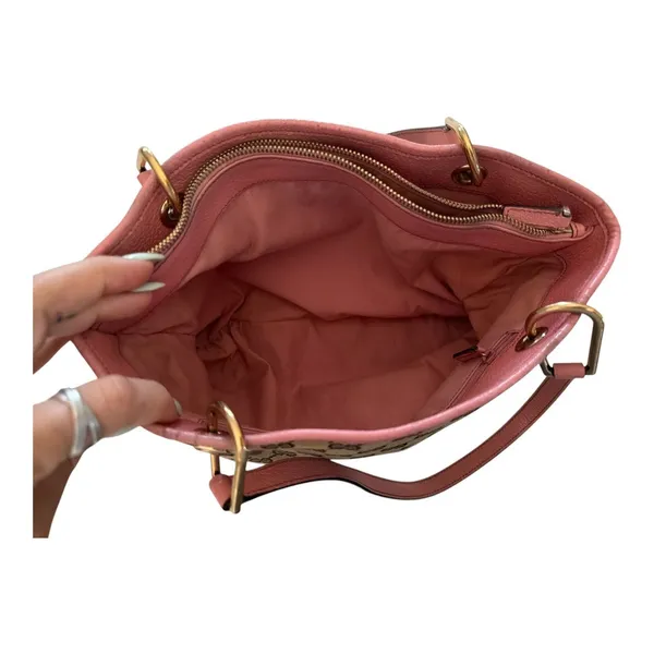 Gucci Vintage GG Canvas Tote Bag 120837 Pink Leather Gold Hardware Entrupy Auth - Image 7