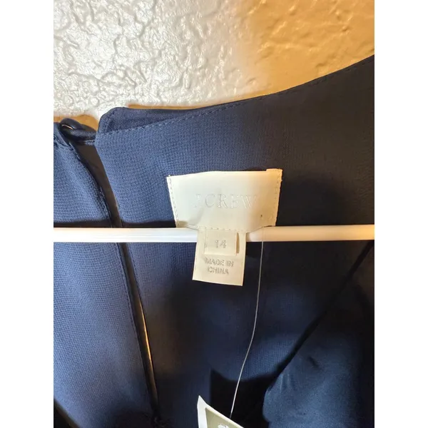 J.Crew Navy Blue Ruffle Neck Sleeveless Sheath Dress Career Party Cocktail - Image 4