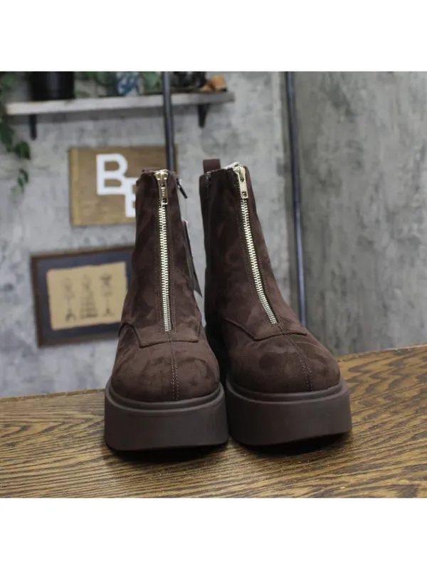 NWT Wild Fable Honor Combat Platform Faux Suede Boots 94568512 Dark Brown 9M - Image 4
