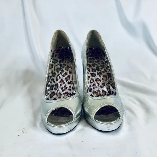 Colin Stuart Silver Peep Toe Pumps - Image 2
