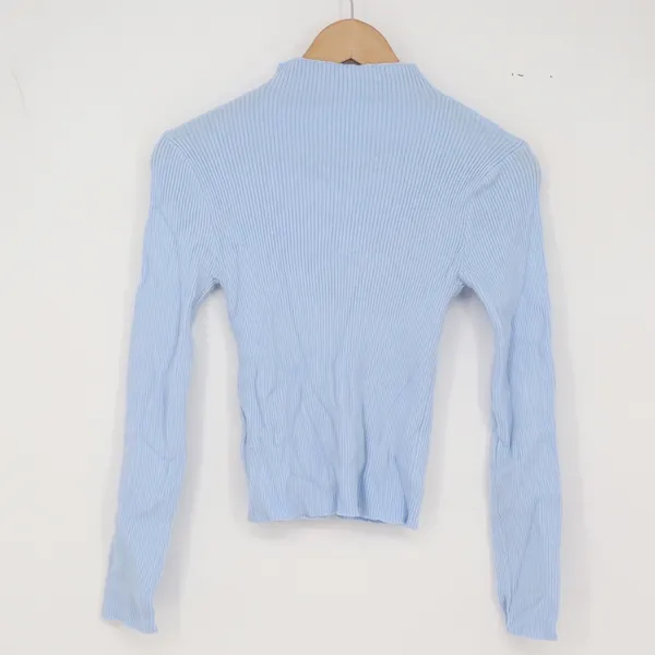 Unbranded Sweater Womens M Light Blue Ribbed Mock Neck Excellent - Image 4