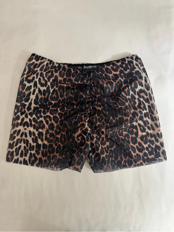 NEW Harna Moire Leopard print mesh pole dance shorts in size S - Image 4