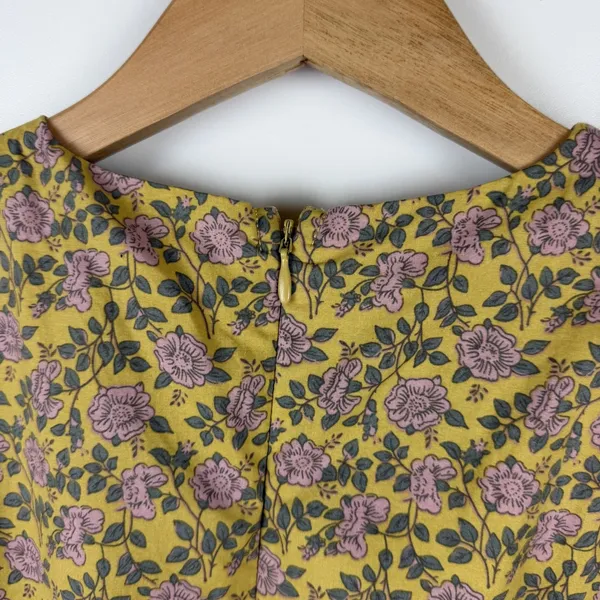 Aureum Ruched Sash Mini Dress Size XS Yellow Floral Cottage Feminine Prairie‎ - Image 4