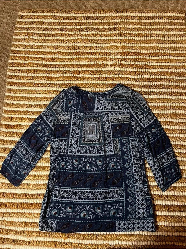 Charter Club Patterned Navy Blue paisley patchwork Peasant Top - Women - Image 6