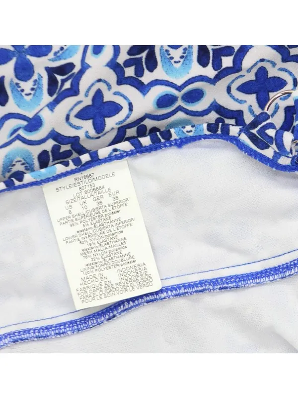 NWT Swim Solutions Double-Tier One-Piece Swimsuit Amalfi Coast Blue Multi 8 - Image 4