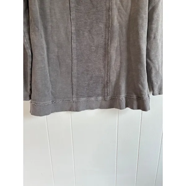 Pilcro Anthropologie Washed Grey Cotton Crew Neck Long‎ Sleeve Sweatshirt M - Image 3