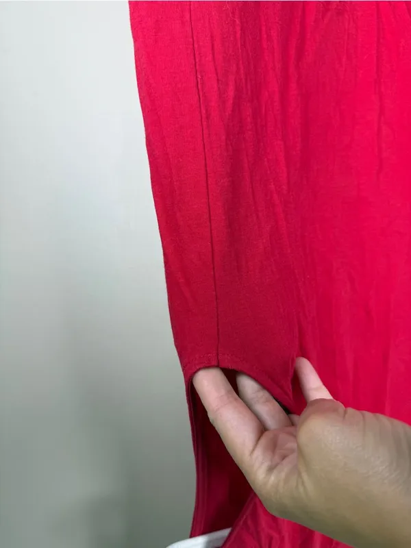 Free People Beach Red Cotton Maxi Dress with twist strap and pockets - Image 7