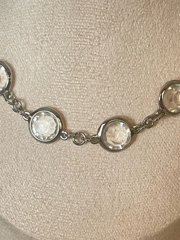 Banana Republic Silver Tone Clear Rivoli Station Necklace 28”-30” Adjustable - Image 3
