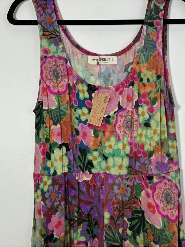 Natural Life Floral Fit & Flare Dress Women’s Large Boho Sleeveless NWT - Image 3