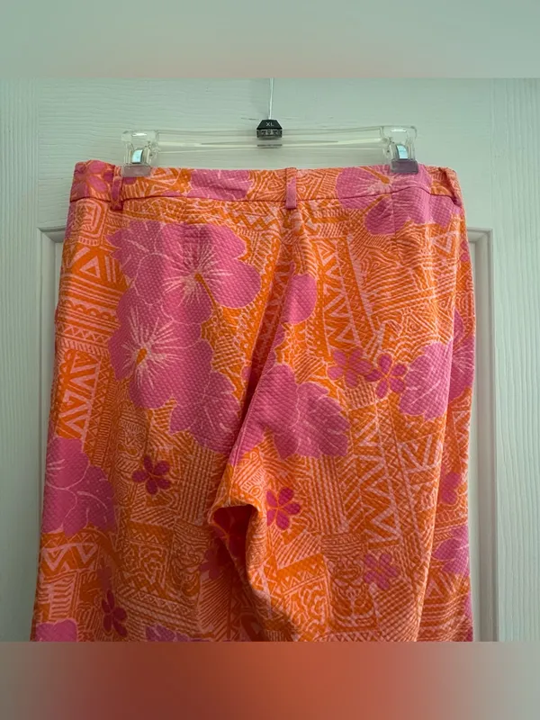 Lilly Pulitzer White Label Orange Pink Floral Sneaky Teaky Pants Size 8 - Image 6