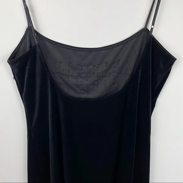 Y2K Victoria’s Secret Black Velvet Beaded Slip Dress Mini Sz Large - Image 8