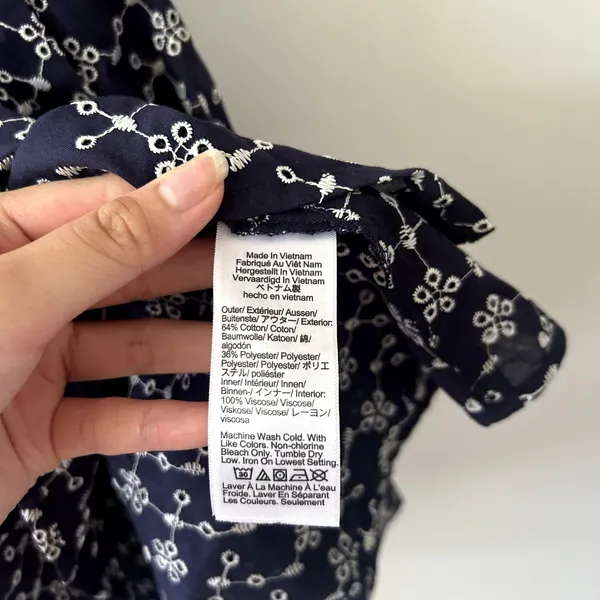 J. Crew Blue White Mini Eyelet Shirt Classic Dress NWT Size 10 - Image 7