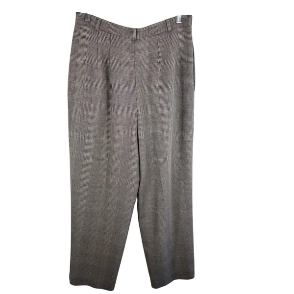 Talbots Vintage Tan Black Mini Checkered Worsted Wool Tweed High‎ Rise Pants 12 - Image 2