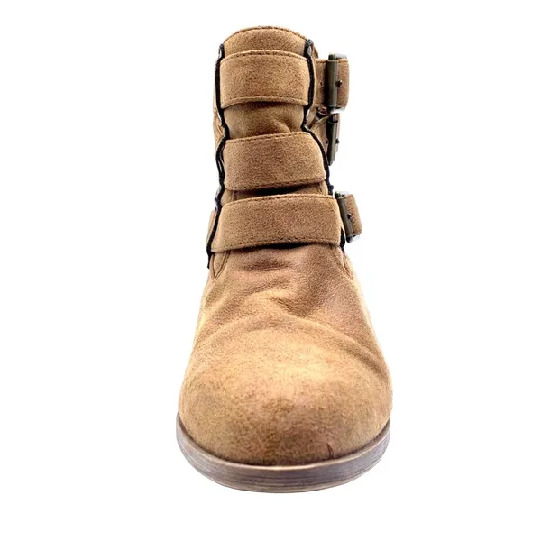 Coconuts by Matisse Steampunk Ankle Booties Size 7.5 Buckle Boots Block Heel Light Brown Western - Image 4