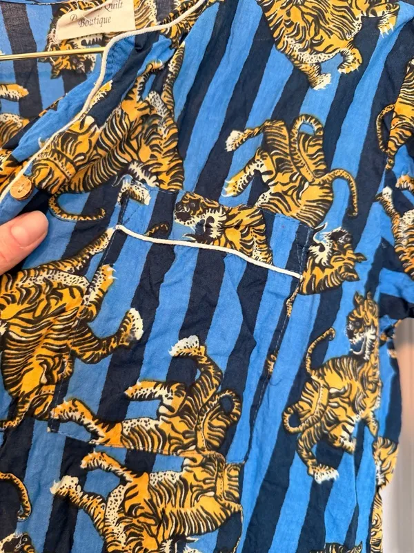 Cute Fun Tiger Print Cotton PJs 2-Piece Pajama Set - Image 5