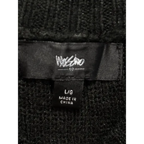 Mossimo Sweater Mini Knit Dress Zipper Detail Size Large Round Neck Black‎ - Image 3