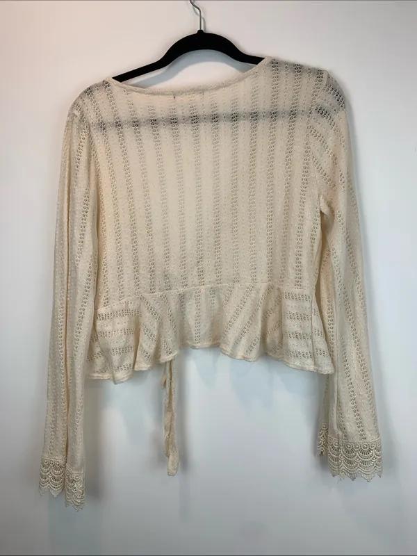 Altar’d State cropped cardigan sz S crochet tie front boho basic preppy indie * - Image 6