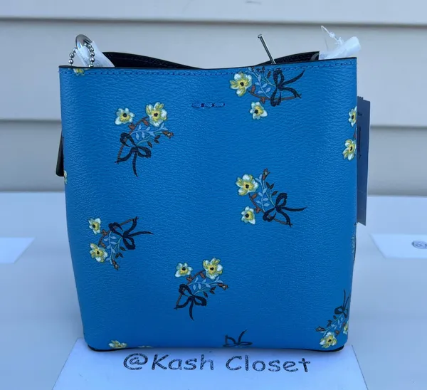 Coach Mini Town Bucket Bag With Floral Bow Print -Blue Multi - Image 2