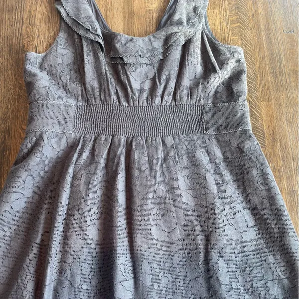 Anthropologie Maeve Gray Lace Dress Peter Pan Collar Classic Preppy Summer - L - Image 8