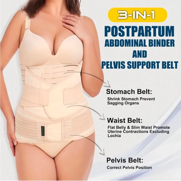3 in 1 Pregnancy Belly Support and Postpartum Recovery Belly Wrap - Plus Size - Image 2
