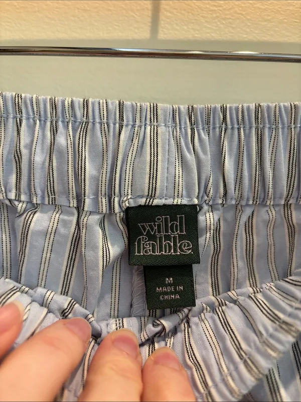 Wild Fable Wide Leg Pants Blue Striped Tie Side Size Medium - Image 7
