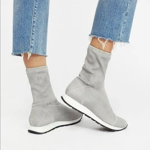 Free People Astral Sneaker Boot Mid-Calf Gray Size 36‎ Womens Knit Fabric Rubber - Image 4