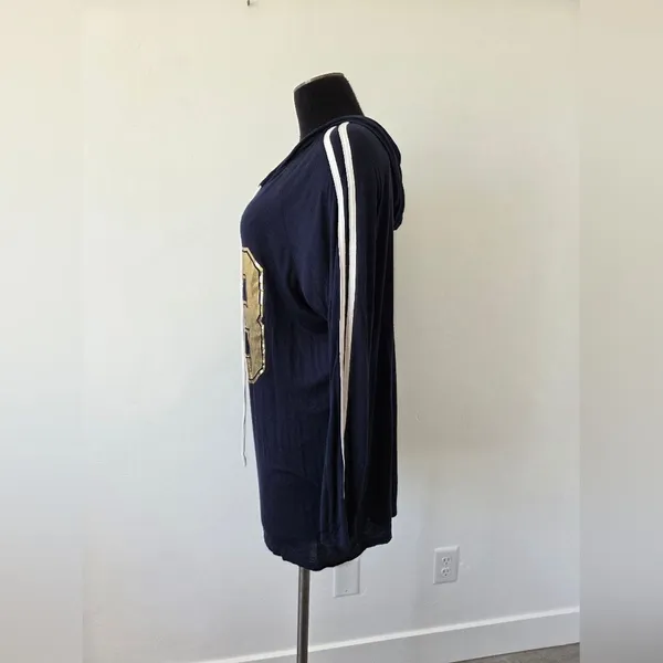 Free Kisses 23 Plus Size 1X Navy Hooded Sweatshirt Lightweight Sporty Casual - Image 3
