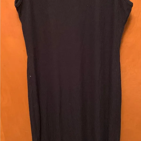NWT Jeans Mock Neck Sleeveless Side Slit Ribbed Knit Maxi Dress SZ L - Image 5