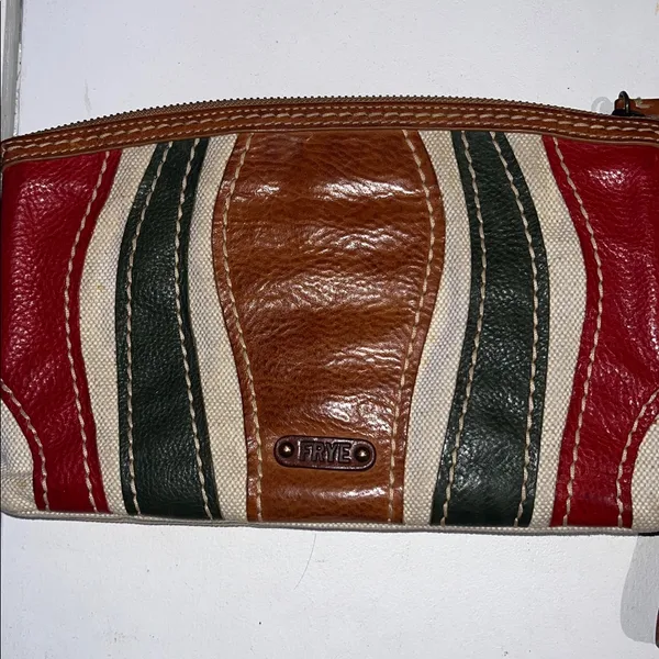 Frye leather and canvas multicolored clutch wristlet - Image 4