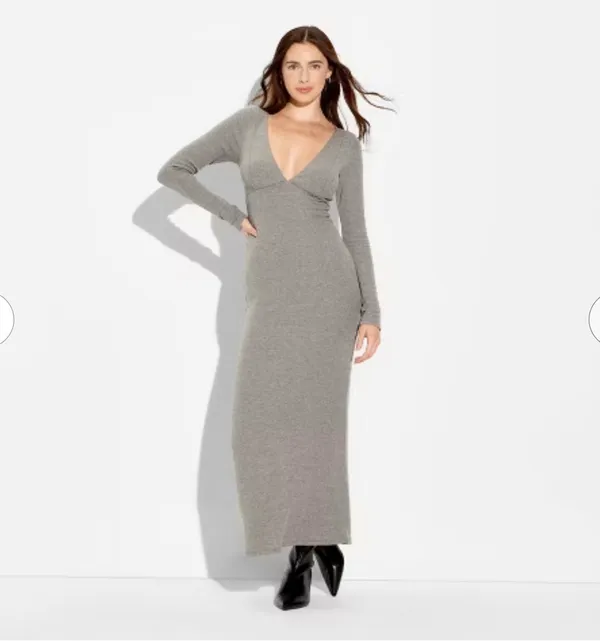 Wild Fable Grey Ribbed Maxi Dress - Image 2