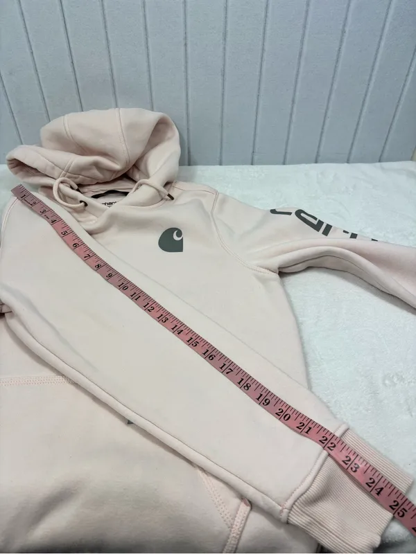 Carhartt Relaxed Fit Graphic Sleeve Hoodie Blush Pink Size S - Image 8