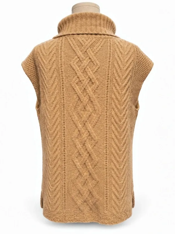 Rachel Zoe 100% 2-Ply Cashmere Cable Knit Cowl Neck Sweater Vest L - Image 3