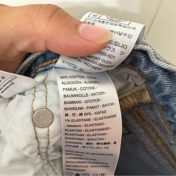 Levi’s 501 Original High Rise Straight Jeans Distressed Raw Hem Blue Women’s 25 - Image 8